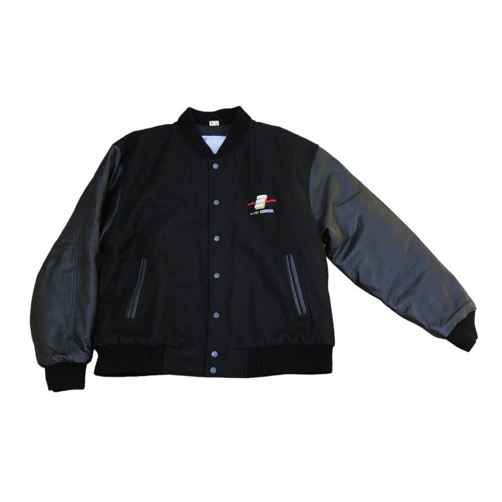MAP COLLECTION Encore HD High Def Camera Letterman Jacket Men's LG Wool Leather 
